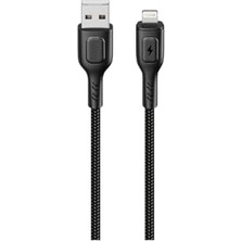 Eco Lounge Knıt 2A Çıkış, Usb-A To Lightning Şarj ve Data Aktarım Kablosu, Örgü Tasarım, 1 Metre, Siyah