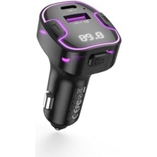 Xo Is Beauty BCC12 Araç Çakmaklık 15.5W Hızlı Şarj, Bluetooth 5.3 Fm Transmitter, Müzik Çalma, Usb-C+Usb-A, Dijital Ekranlı, Yüksek Ses Kalitesi, Siyah