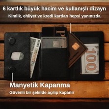 Eco Lounge ile Uyumlu Magsafe Özellikli Cüzdan Vegan Deri Güçlü Mıktanıs 6 Kart Hazneli Kartlık (Siyah)