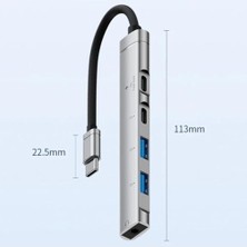 CR15 5in1 Type-C'den 2AD Type-C, 2AD USB A Çoklayıcı 3,5mm Kulaklık Çıkışlı USB C Adaptör Alüminyum Kasa