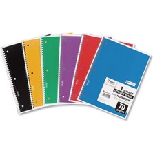 Eco Lounge Spiral Notebooks, 1 Subject, College Ruled, 70 Yaprak, Renkli Not Defterleri, Çizgili Kağıt, Ev Okul Malzemeleri & K-12, 10 1/2" x 8", Çeşitli Renkler, 6 Paket (73065)