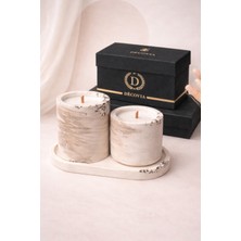 Decovian Home Desing-Crımson Noır Maıson - Rutilated Quartz Collection - Taş Tozu Mermer Desenli mumluk - %100 doğal vegan Soya wax-3 lü set