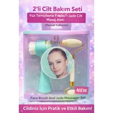 Hayke 2’li Cilt Bakım Seti – Manuel Yüz Temizleme Fırçası ve Jade Cilt Masaj Aleti