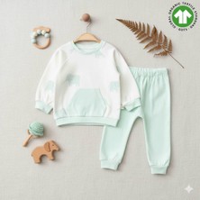 The Nest Kids Mint Meadow Premium Organik Pamuk Fil Desenli Günlük Bebek Alt Üst Takım
