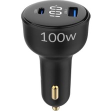 Eco Lounge 100W LED Ekranlı Type-C + Usb-A Araç Şarj Aleti & & Notebook Araç Içi Şarj Cihazı