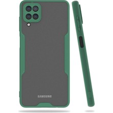 Galaxy M12 Uyumlu Kılıf Kamera Korumalı Arkası Mat Platin Silikon - Yeşil