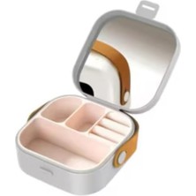 Eco Lounge Aynalı Taşınabilir, Mücevher Kutusu, Makyaj Çantası, Kolye, Küpe, Yüzük, Bilezik, Plastik Saklama Kutusu,