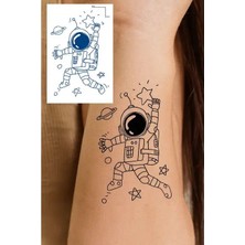 Kokoş Astronot Figürlü 12 Saat Sonra Kararan Geçici Dövme Tattoo