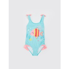 Lc Waikiki Yeni Sezon U Yaka Baskılı Kız Çocuk Mayo