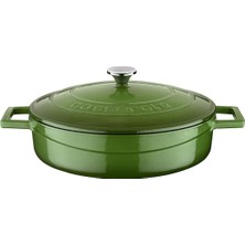 Eco Lounge Metal Döküm Çok Amaçlı Yayvan Tencere, Trendy, 24 Cm, 2.47 L, Yeşil