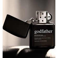 Eco Lounge Bk Godfather Tasarımlı Renkli Baskılı Siyah Benzinli Metal Çakmak