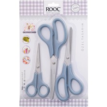 Eco Lounge Premium Serisi Ergonomik Saplı Çelik Gıdaya Temasa Uygun 3'lü Set Mutfak Makası, Mavi