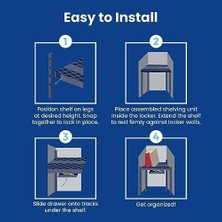 Eco Lounge Lockermate Ayarlanabilir Raf Dolap Rafı ve Düzenleyici, Dolabınıza Uyacak Şekilde Uzatılır, Kullanımı Kolay, Okul, Iş, Spor Salonu Için Mükemmel, Saklama Çekmecesi Dahil, Mavi (5025-NVY)