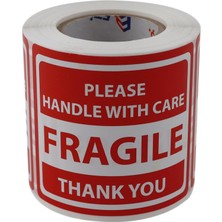 Eco Lounge Fragile Roll Label 70MM x 80MM 250 Pcs "please Handle With Care Thank You" Coated Stickers
