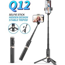 Eco Lounge Selfie Stick – Kablosuz Bluetooth Uzaktan Kumandalı, 360° Döner Başlıklı, 215-730 mm Ayarlanabilir, Ios ve Uyumlu, Alüminyum Alaşımlı Hafif Taşınabilir | Q12