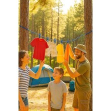 Eco Lounge Portatif Seyahat Çamaşır Ipi, 12 Adet Sabit Mandallı Lastikli Esnek Tasarım, Kolay Kurulum Için Metal Kancalı, Kamp, Balkon, Otel, Yurt ve Ev Içi Kullanıma Uygun Pratik Çamaşır Asma Askısı