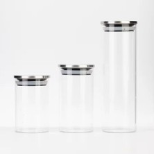 Eco Lounge 2'li Vakum Kapaklı Borosilikat Cam Saklama Kabı Seti – Mini Boy, Hava Geçirmez, Gıda Saklama Için Ideal-Baharat,kahve,şeker-Mini Baharatlık (Metal Yuvarlak, 360 Ml)