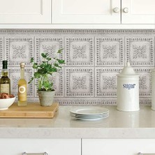 Eco Lounge BHF2769 Krem Teneke Peel & Stick Backsplash, Metalik