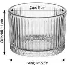6'lı Çizgili Cam Kase Seti 5x4 cm | Çok Amaçlı Mini Çerezlik Sosluk | Şeffaf Mutfak Servis Sunum Kaseleri | Yoğurt Dondurma Kahvaltılık Kasesi