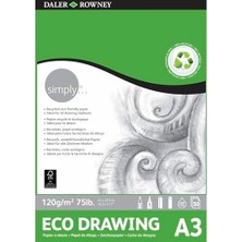 Eco Lounge Yapıştırılmış Çizim Bloğu, Daler Rowney Simply Için Ideal, Format 29,7 x 42 Cm, 120 G/m² Ince Tanecikli 50 Yaprak Kağıt