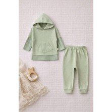 The Nest Kids Olive Field Premium Organik Pamuk Doğal Yeşil Tonlu Bebek Alt Üst Takım