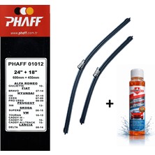Phaff Kia Ceed (2007-2009) Ön Silecekleri (Sol Sağ 600MM+450MM) ve Börfh 32 ml Konsantre Cam Suyu Şampuanı Seti