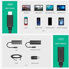 Eco Lounge MT01925 Thunderbolt 3 Type-C Erkek To Type-C Dişi Uzatma Kablosu 50 cm