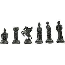 Eco Lounge Orta Boy Metal -Sparta Satranç Takımı Antik ve Mermer Desenli Sandıklı Mdf Tahtası (36X36X6 Cm.)