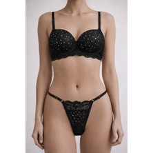 Solenia Işıltılı Taş Detaylı Destekli Sütyen Külot Takımı