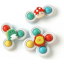 Bbsky Sökülebilir 3'lü Vantuzlu Fırfır Bebek Oyuncak Seti - Serbest Kombinasyonlu Eğlenceli Banyo ve Mama Sandalyesi Döner Topaç - Sevimli Hayvan Figürlü Duyusal Gelişim Oyuncağı-Bebek Hediyesi