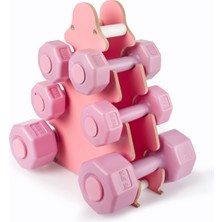 Normadia Pembe Dambıl Seti 3’lü + Stand, 1kg-3kg, Ev ve Spor Ortamları Için