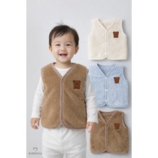 Babyden's 3’lü Welsoft Yelek Seti Erkek Bebek Çocuk Kışlık Peluş Yumuşak Çıtçıtlı Bebek Yeleği (6-36 Ay)