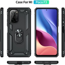 Marsilyan Xiaomi Poco F3 Kılıf Sofya Yüzüklü Silikon Kapak - Siyah