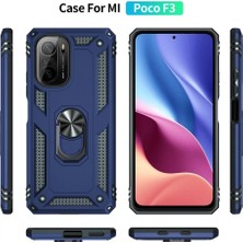 Marsilyan Xiaomi Poco F3 Kılıf Sofya Yüzüklü Silikon Kapak - Lacivert