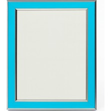 Seçilir Turkuaz Renk Gümüş Şeritli Lüks 15X20 cm Resim Çerçevesi - Kırılmaz Camlı
