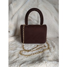 Tuel Kadın Süet El ve Omuz Çantası – Zincir Askılı Şık Tasarım