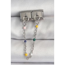 Clariss 316L Çelik Gümüş Renk 2'li Sallantı Zincir Model Nomination Charm