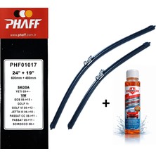 Phaff Vw Golf 6 (2009-2012) Ön Silecekleri (Sol Sağ 600MM+480MM) ve Börfh 32 ml Konsantre Cam Suyu Şampuanı Seti