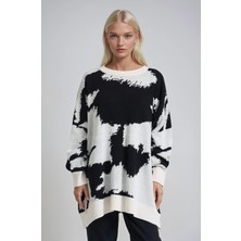 Lijuri Oversize Desenli Triko Kazak 1420