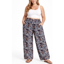 Özen Giyim Kadın Desenli Şalvar Pantolon 330 cm Ağlı Cepli Bol Kesim Rahat Kalıp