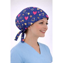 Dr. Mitra Cerrahi Bone Medikal Doktor Hemşire Hastane Bonesi Unisex -Laci Renkli Kalp Desen