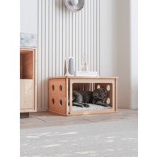 Wooden Studio Ahşap Kedi Evi ve Kafesi | Sehpa Olarak Kullanılabilen Tekli Kedi Evi, Kedi Oyun Evi ve Kedi Yatağı | Ahşap Kedi Oyun Evleri