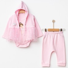 The Secret Desire Kız Bebek 3’lü Tüllü Takım (Kapüşonlu Hırka + Body + Pantolon) 0-3 Ay