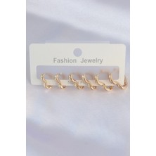 Pazarcan Pirinç Gold Renk Kalp Model Küpe Seti