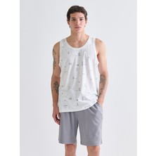 Lc Waikiki Yeni Sezon Bisiklet Yaka Baskılı Erkek Kolsuz Tişört