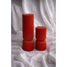 Çizgili Sütun Mum 2'li Set