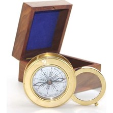 Pazarcan Ahşap Kutulu Pirinç Mercekli Pusula Model 2