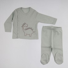 The Secret Desire Dinozor Nakışlı Yenidoğan 2’li Takım (Çıtçıtlı Üst + Patikli Alt)