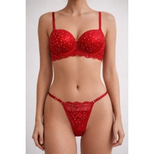 Solenia Işıltılı Taş Detaylı Destekli Sütyen Külot Takımı