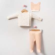 The Secret Desire Yenidoğan 3’lü Hastane Çıkışı Seti (Çapraz Çıtçıtlı Üst + Patikli Alt + Şapka) Turuncu